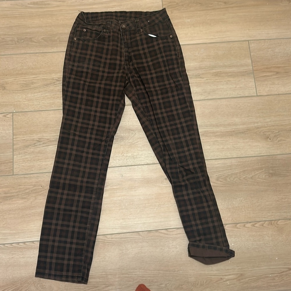 Brown checkered jeans size 29 women